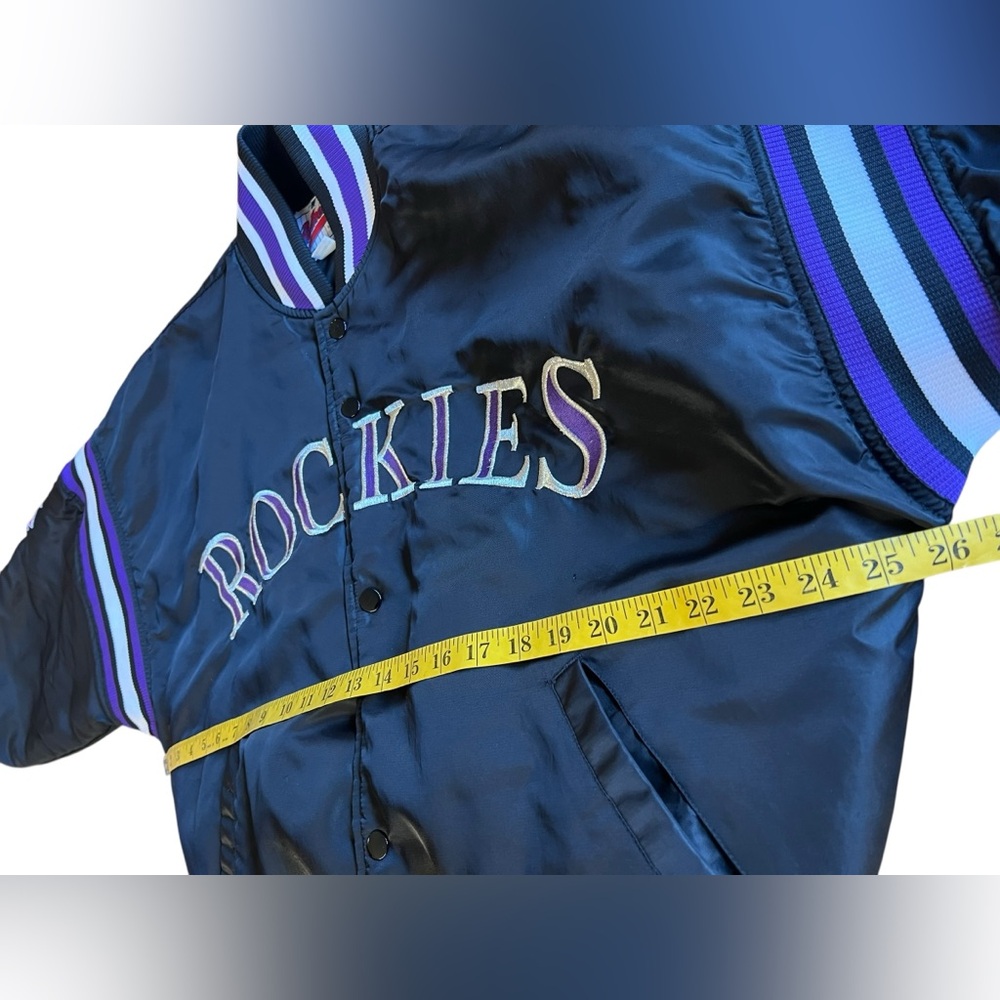 VTG 90s MLB Colorado Rockies Starter Diamond Collection Satin Jacket Korea Mint - Picture 12 of 14